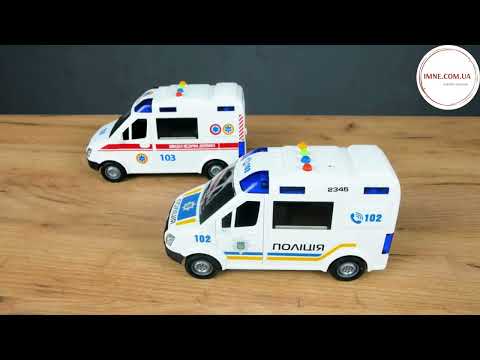 Игрушечная машинка микроавтобус Полиции с инерцией для детей Полицейский фургон спец транспорт Свет укр музыка, видео 1