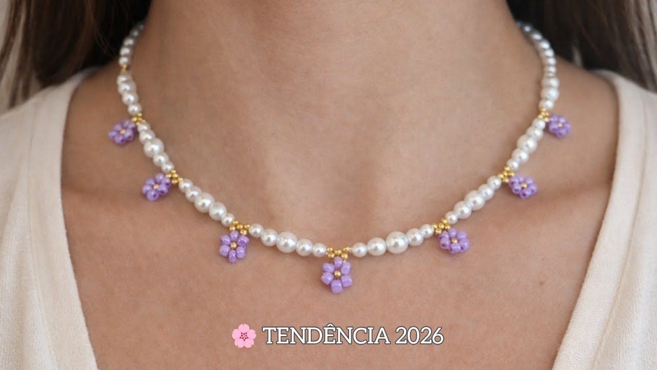 🔥 1. FAÇA ESSE COLAR DE PÉROLAS COM FLORES E VENDA MUITO! 🌸 (Fácil e Delicado)
