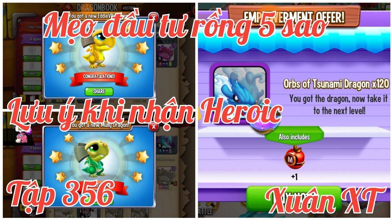 Dragon city tập 356: Cách đầu tư rồng 5 sao tiết kiệm. Review Mully - JoshDub - EddieVR Dragon