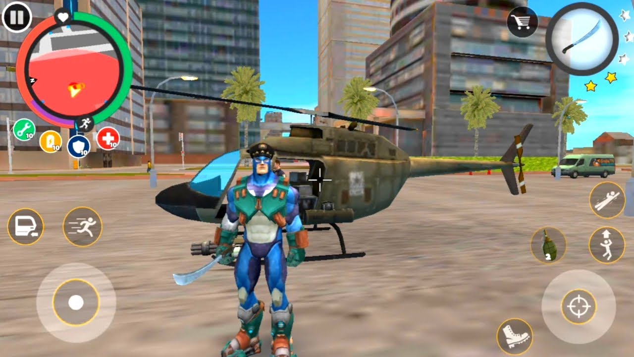 Rope hero vice town game | Mission army camp with helicopter | Games on military base gameplay