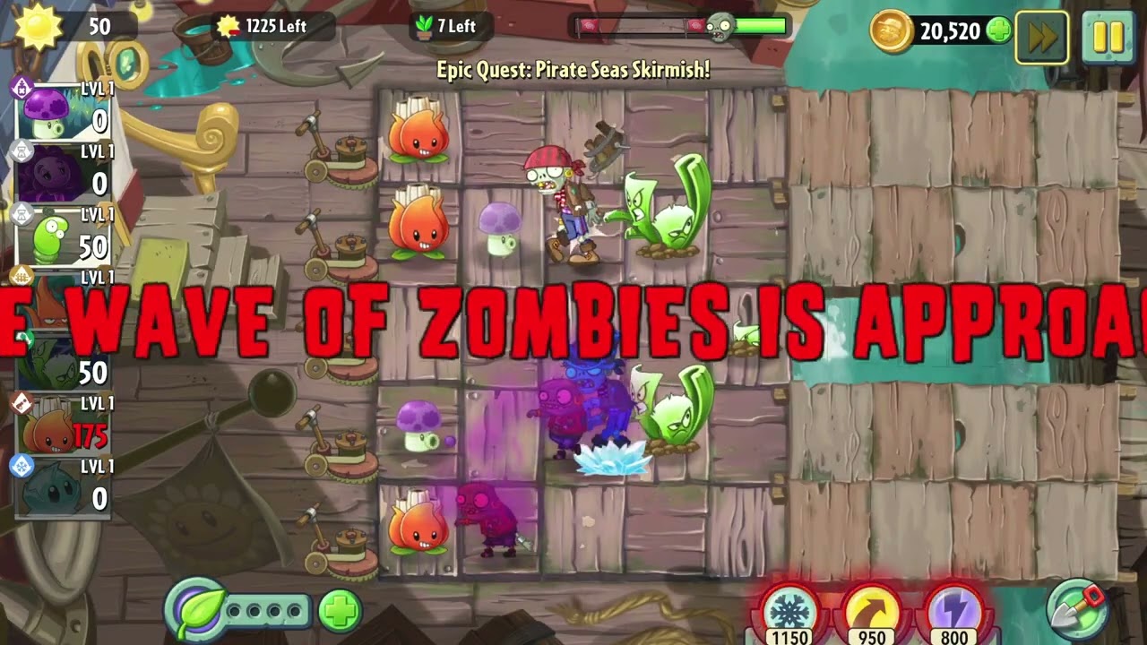 Pirate Seas Skirmish - Level 1 - No Sunflowers, No Plant Food || Day 28