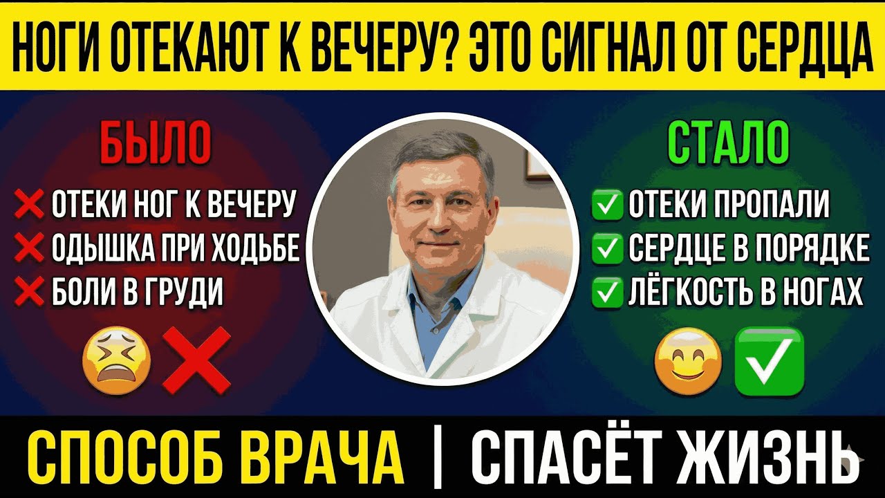 Ноги отекают к вечеру? Это не усталость — это сигнал от сердца
