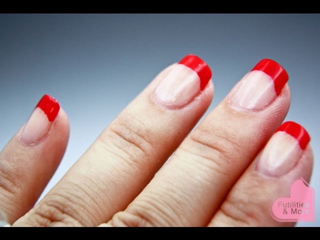 40+ Red French Nail Art With Flower Stock Photos, Pictures & Royalty-Free  Images - iStock