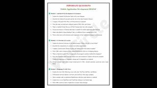 VERY IMPORTANT QUESTIONS Mobile Application Development BIS654C vtu 6th semester exam #exam