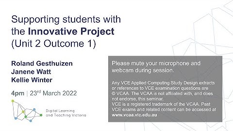 Supporting students with the Innovative Project (Unit 2 Outcome 1)
