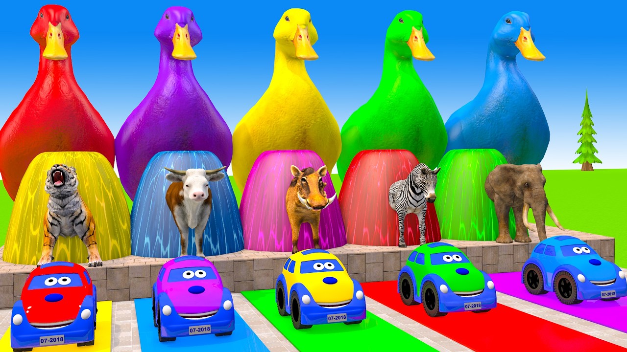 Long Slide Game With Cow Elephant Gorilla Hippopotamus Tiger 3d Animal Game Funny 3d Animals