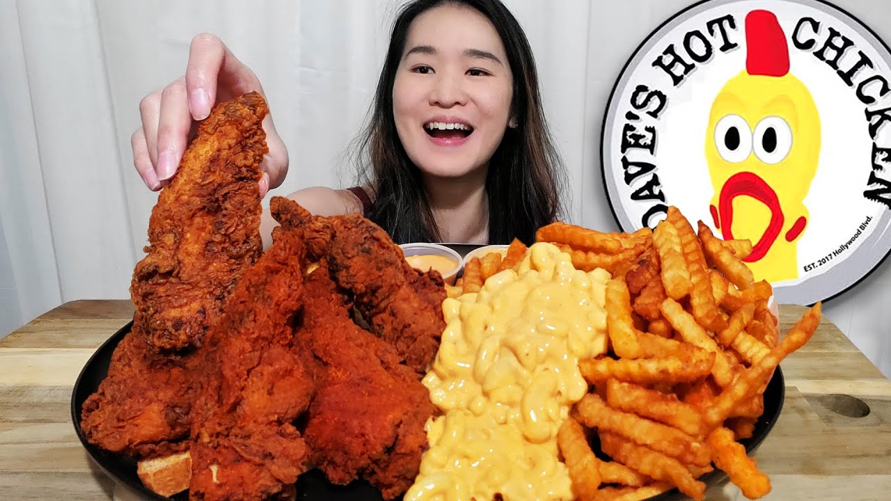 Insanely CRISPY & JUICY Chicken Tenders & Creamy Mac N' Cheese! Dave's Hot Chicken | Mukbang ASMR