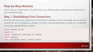Famous Resolving the Current Database Error in Snowflake Data Uploads with Python and Pandas Profile