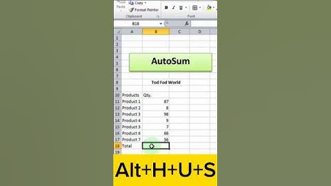 AutoSum with Shortcut #excel #shortvideo