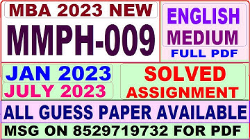 mmph 009 solved assignment 2023 / mmph 9 solved assignment 2023 in english / ignou mba 2022-23