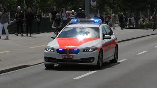 Police BMW and Ambulance with sirens in Zürich, Switzerland!