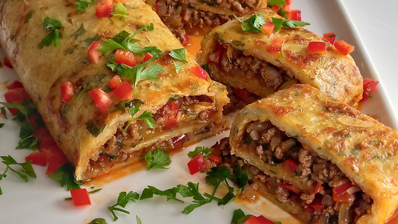 Hamur Yerine PATATES Kullandım MUHTEŞEM Bir YEMEK❗️YAPTIM????Patatesli Kıymalı RULO ????