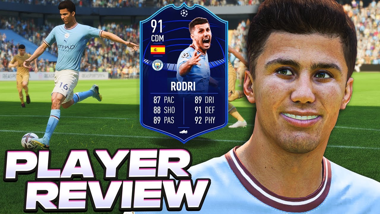 JOGA DE TERNO, PURA CLASSE!! 🐐 RODRI 91 CHAMPIONS LEAGUE MOTM PLAYER REVIEW I FIFA 23 UT