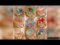Luxury Stainless Steel Rings Gold Plated Colorful Stone Zircon Crystal Heart Ring For Women Wedding