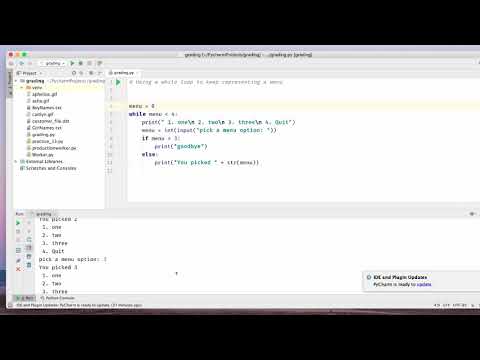 Creating a menu in a while loop