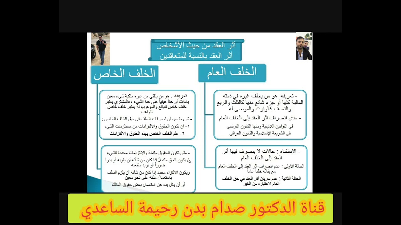 محاضرات في القانون المدني _ المحاضرة التاسعة- آثار العقد