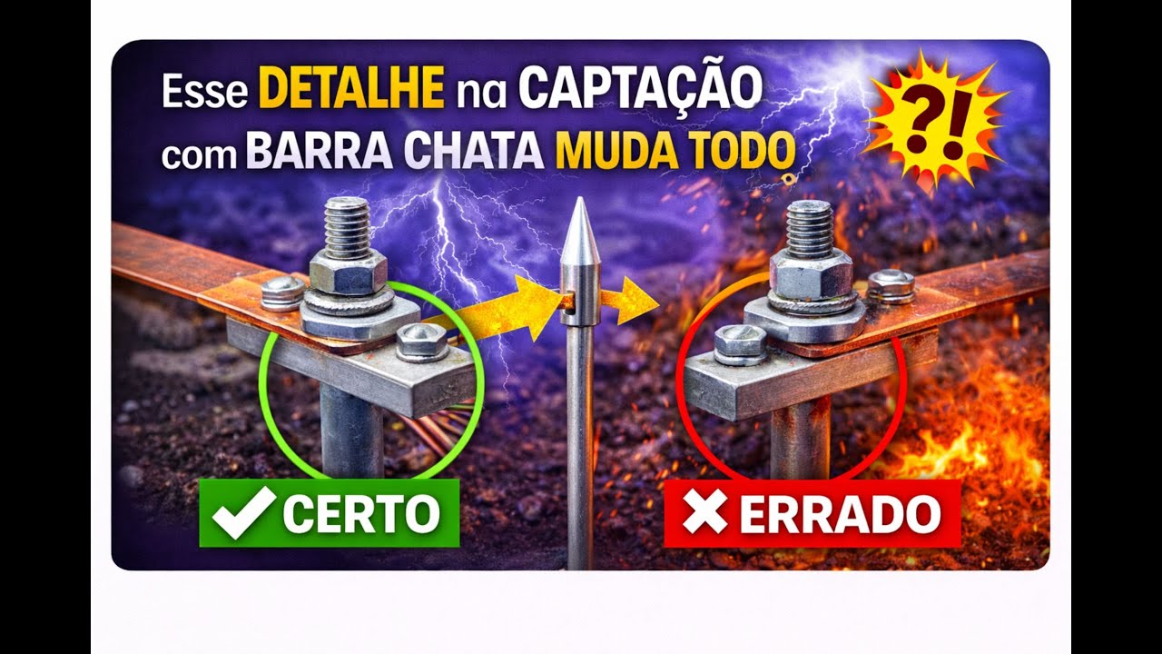 Esse DETALHE na CAPTAÇÃO com BARRA CHATA MUDA TODO o SPDA