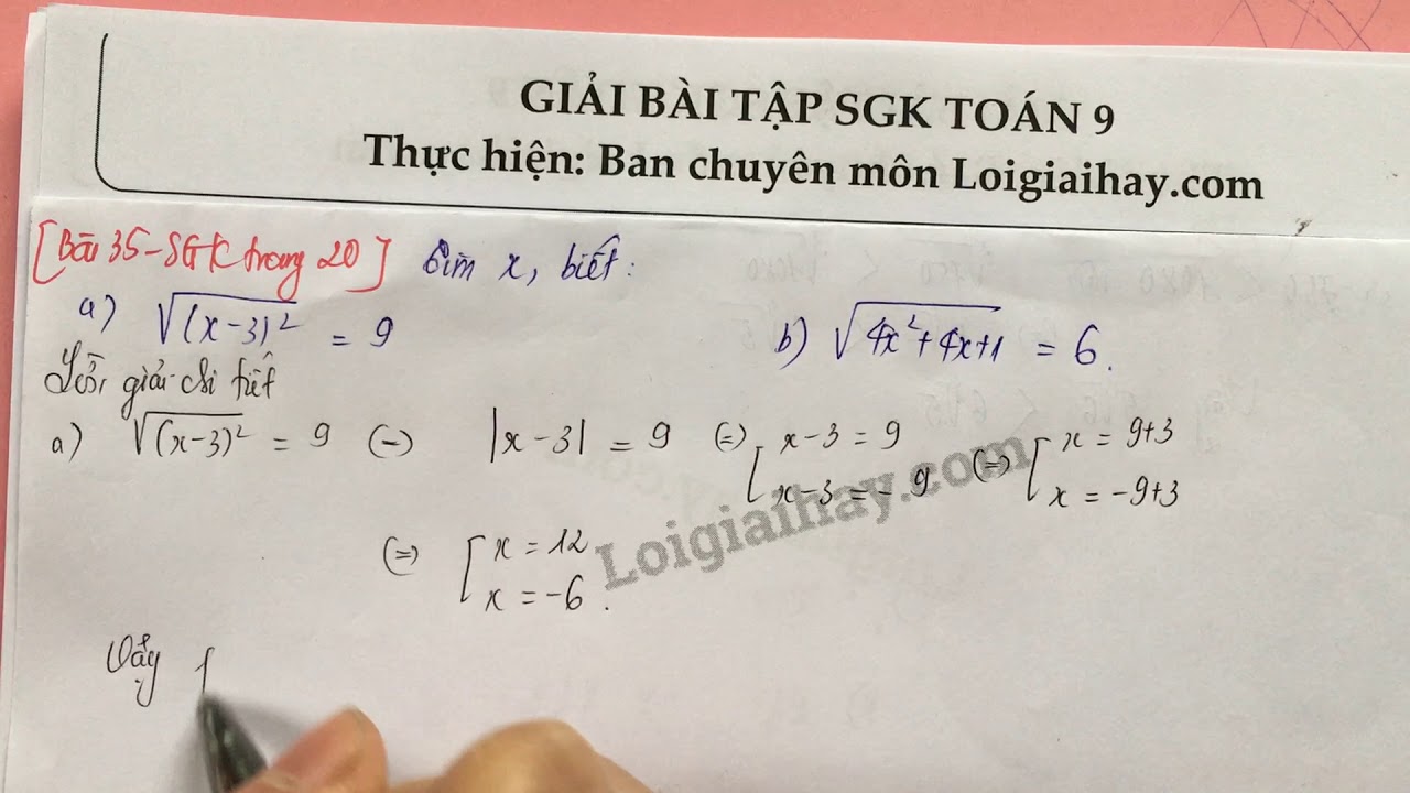 Giải bài 35 trang 20 SGK toán 9 tập 1 - youtube
