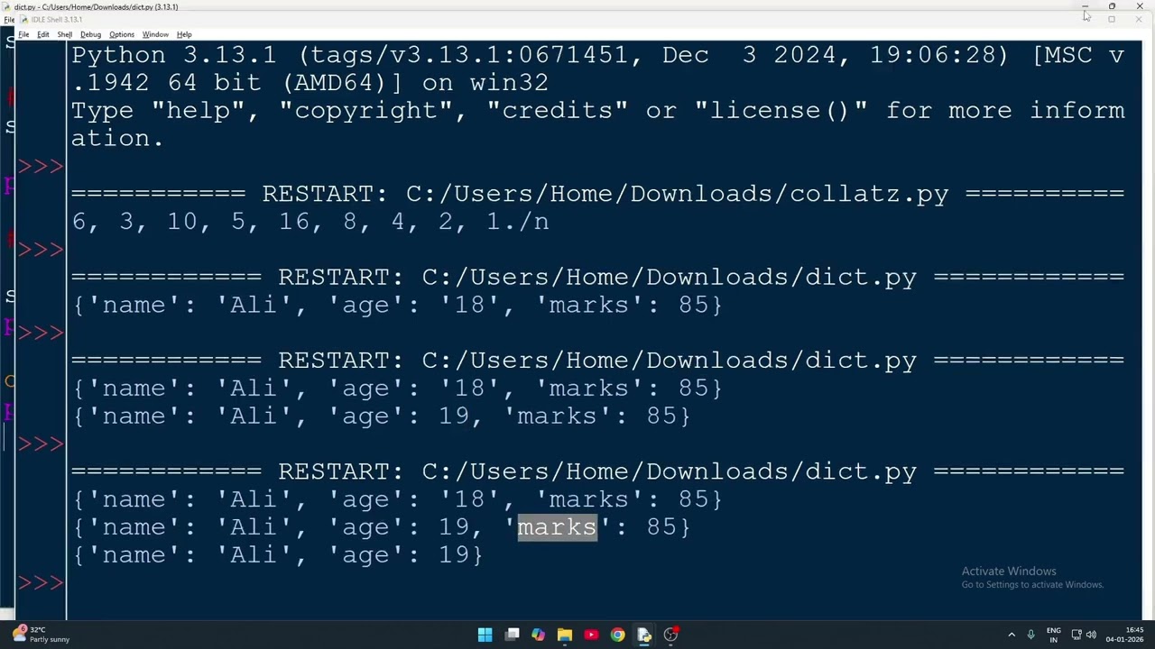 Dictionary Operations in Python | Adding, Updating, Deleting and Traversing
