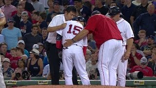 BAL@BOS: Pedroia exits after two-run single for lead