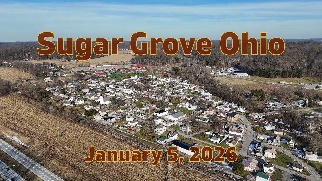 Sugar Grove Ohio on January 5, 2026 drone view in 4K