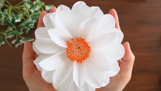 カラーコピー用紙で作る丸くて大きな花の作り方 - DIY How to Make Large Size Paper Flower