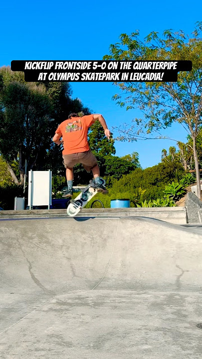 Kickflip Frontside 5-0 the Quarterpipe at Olympus Skatepark in Leucadia! 🌞🌴🛹 #Skateboarding
