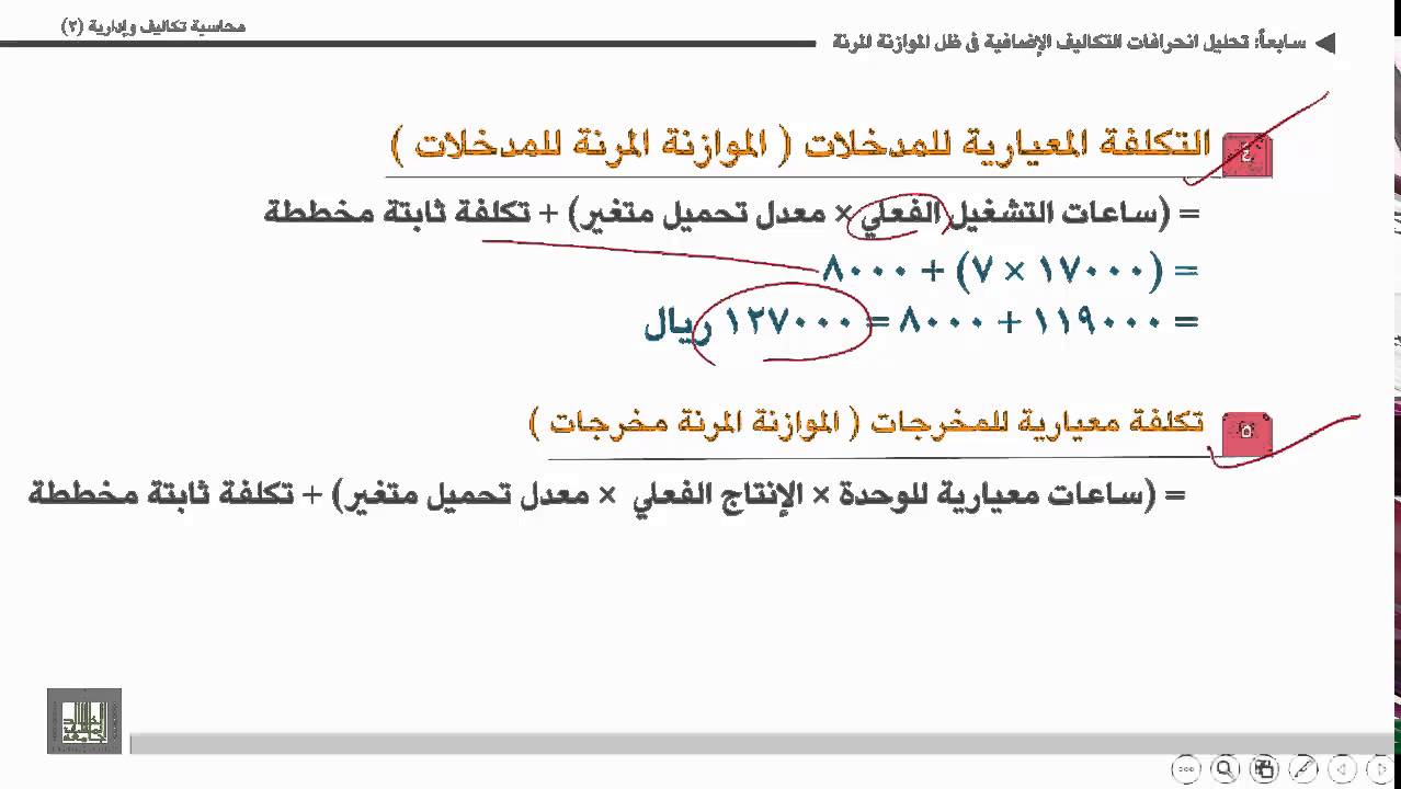 محاسبة تكاليف وإدارية (2) - الوحدة 5 : مثال على الانحرافات التكاليف الإضافية : التحليل الثلاثي