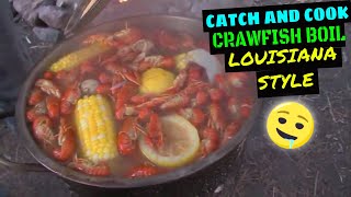 INSANE Crawfish (CATCH CLEAN COOK) My First Crawfish Boil Louisiana STYLE
