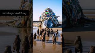 Heroic Otters Save Whale From Ocean Pollution! #ai #rescuedog #animals #wildlife #shorts