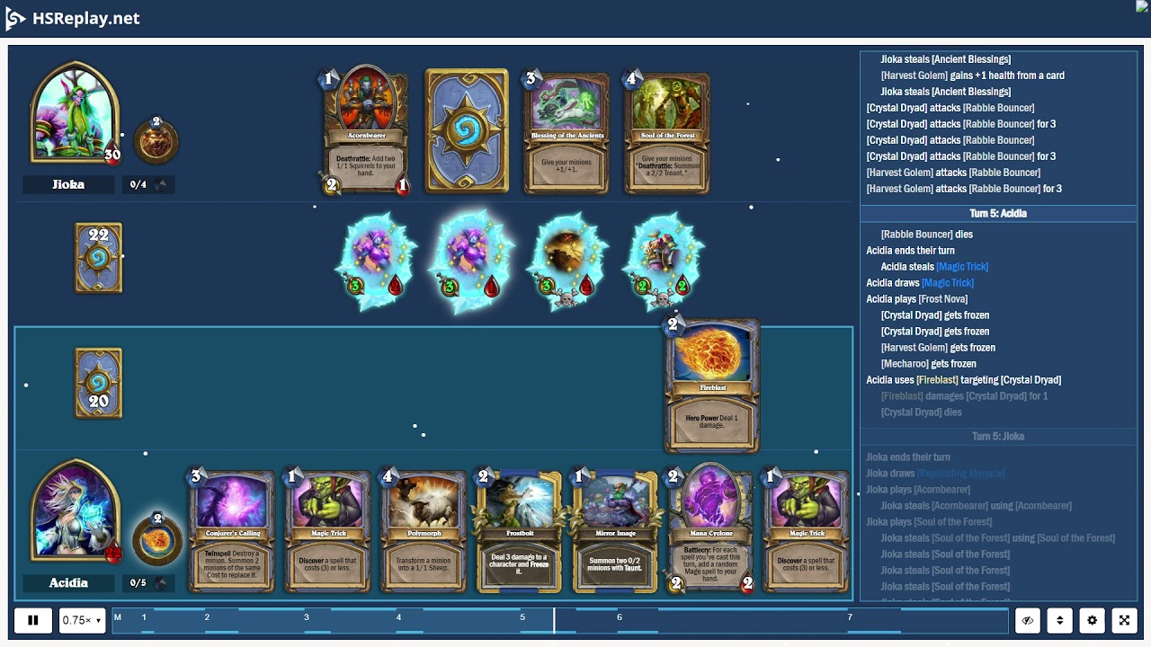 ProGaming - Hearthstone, Cyclone Mage(9) vs Token Druid(9) by Jioka and Acidia, Ranked - Standard...