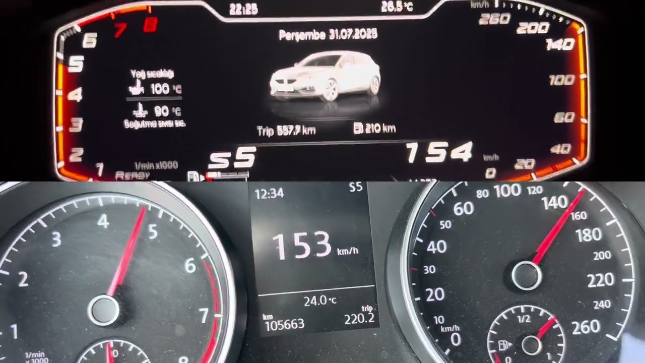 Golf 7 1.2 TSI vs Seat leon mk4 1.0 ETSI 0-200 km acceleration