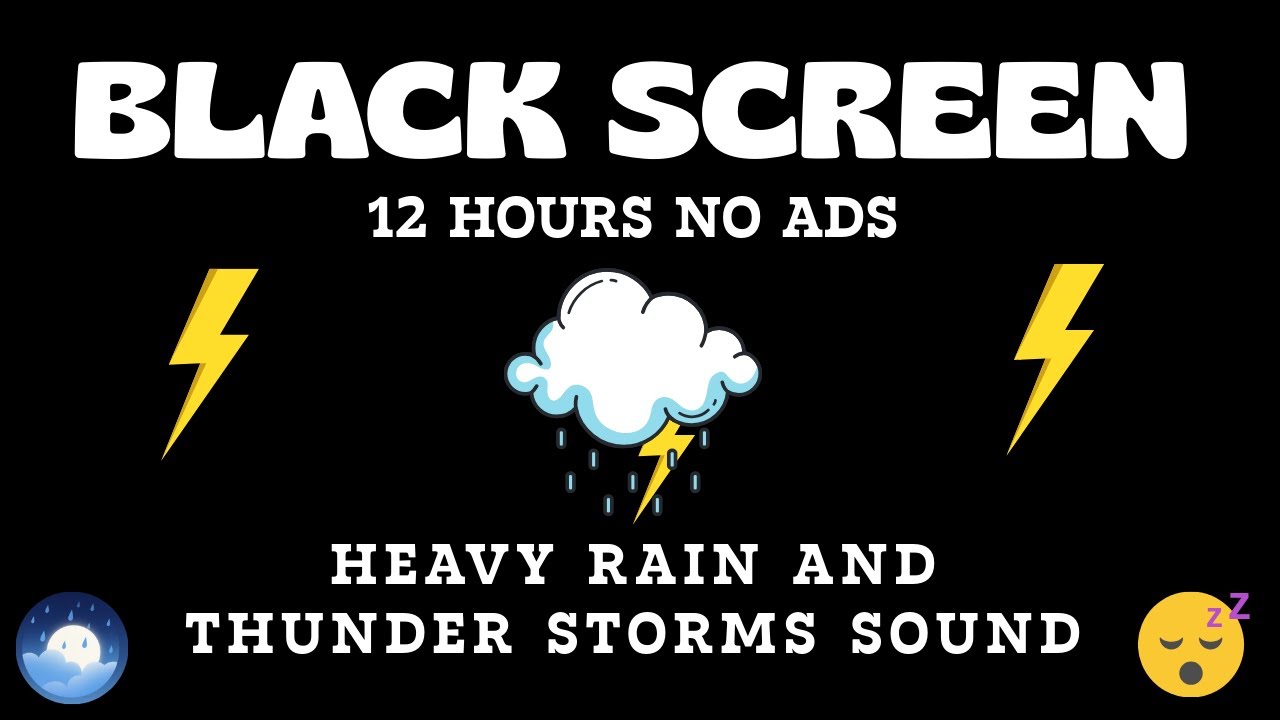 🌙 Black Screen Rain Live: Heavy Thunder & Rain Sounds for Sleeping (12H No Ads)