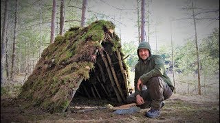 Easy Bushcraft Shelter Build - A frame survival shelter camping - Part 2/2