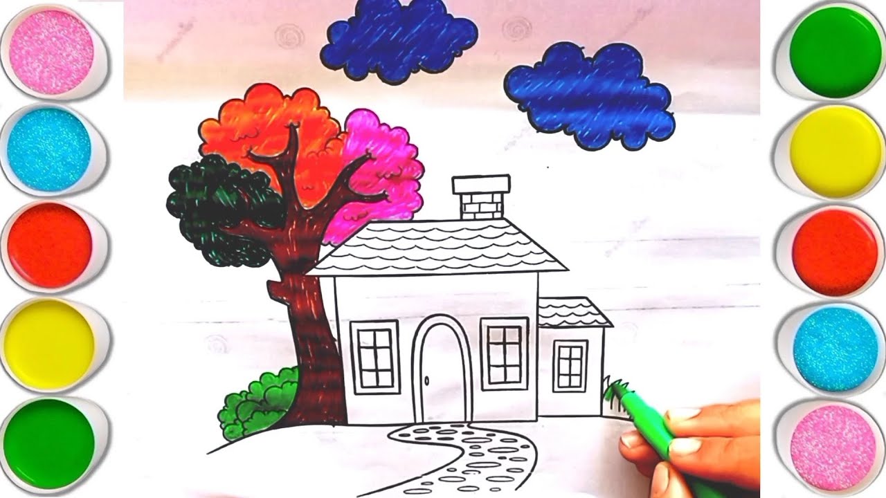 Easy house colours for kids 🏡drewing and colouring for children 🏡 color