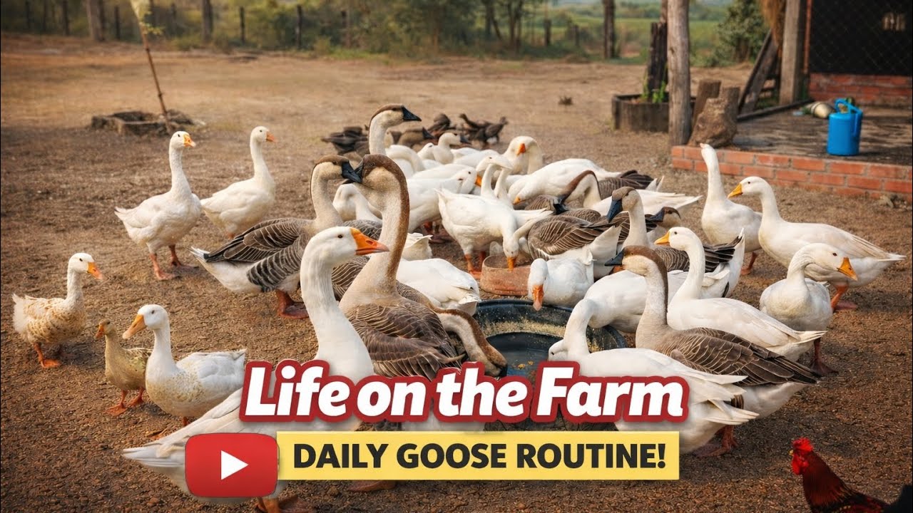 Peaceful Farm Life: Caring for Baby Geese &Watering Plants 🦢🌿