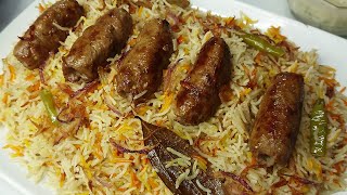 Seekh Kabab Pulao | Beef Seekh Kabab with Yakhni Pulao / Pulao with Kabab BY Huma Ka Kitchen۔ HKK
