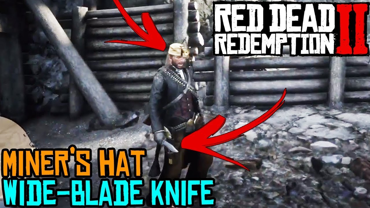 Red Dead Redemption 2 RARE WEAPONS WIDEBLADE KNIFE & MINER'S HAT