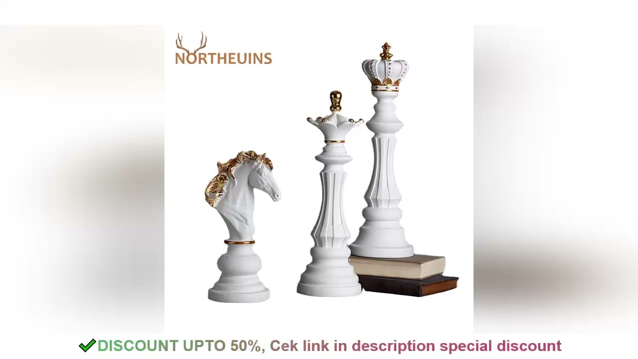 NORTHEUINS Resin Chess Pieces Board Games Accessories Retro Aesthetic Room Decor for Interior Home D