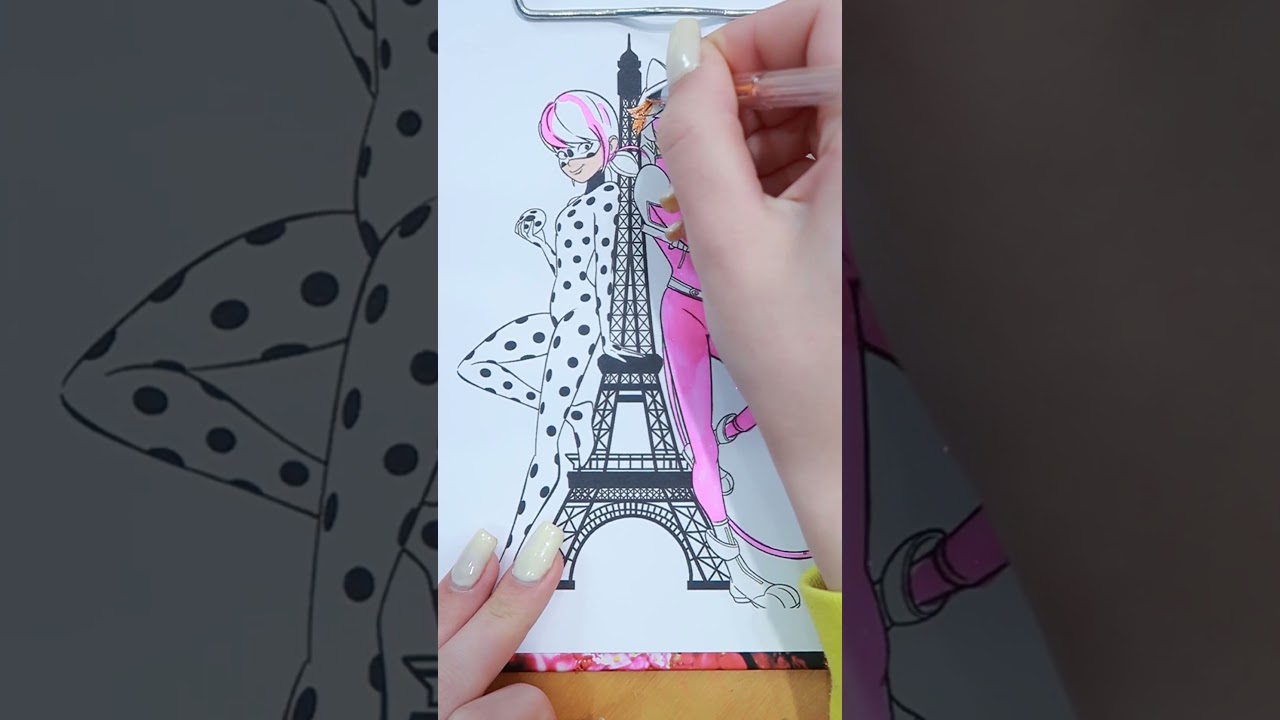 Wednesday and Tyler vs Ladybug and Cat Noir's. Three markers challenge  