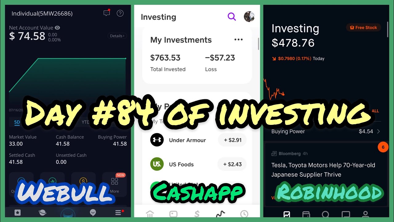 Day #84 of Investing on Webull, Cashapp & Robinhood