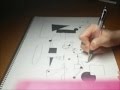 スケッチブックにペンで図形を描く