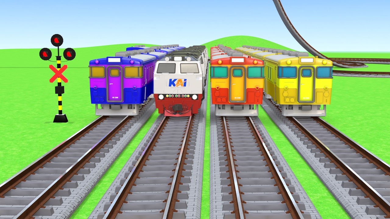 Long Slide Game With Cow Elephant Gorilla Hippopotamus Tiger 3d Animal Game Funny Fumikiri Train