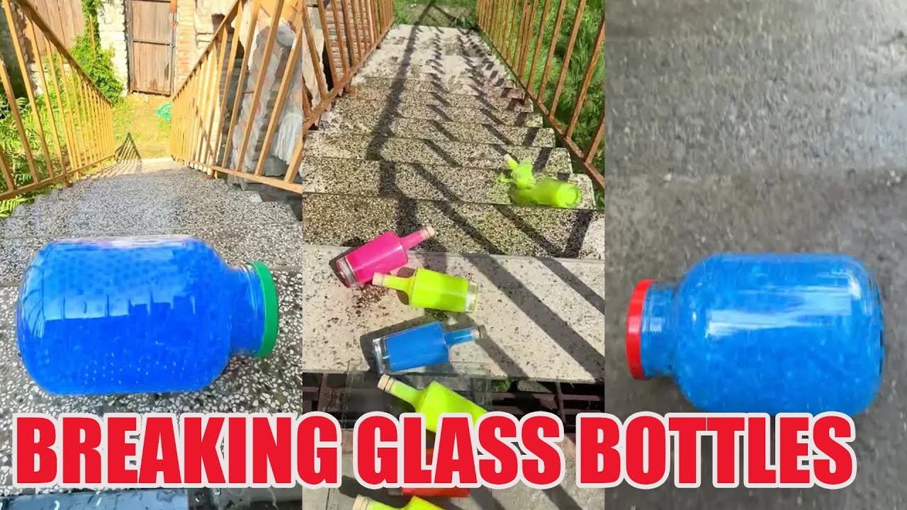 Breaking Glass Bottles Vs Balloon 🎈 Crushing Crunchy & Soft Things ! 