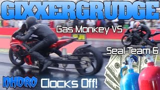 GAS MONKEY vs SEAL TEAM 6 nitrous Gsxr-1000 grudge bikes racing Nhdro 2015