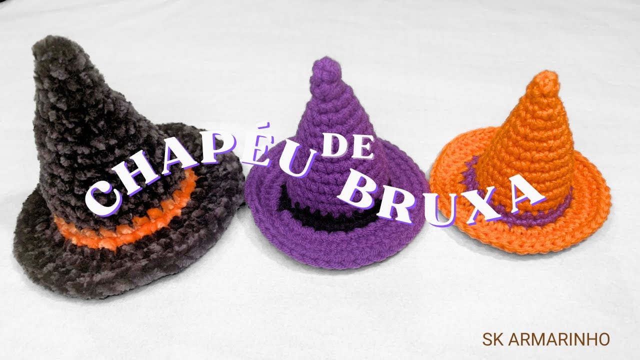 Mini Chapéu de Bruxa Halloween 🕷️🧙 Passo a Passo - Amigurumi