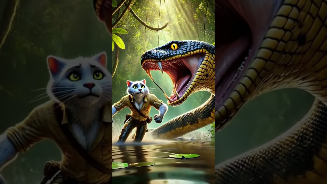 Cat Saves Kitten from Snake! Heartwarming Moment 🐍❤️ 