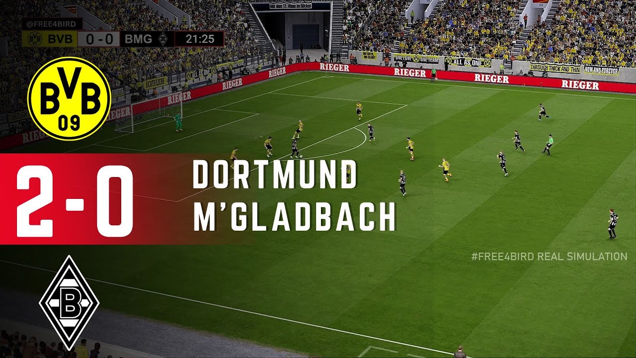 Borussia Dortmund 2 gegen 0 Borussia M'gladbach |  Bundesliga 25 | Spielsimulation