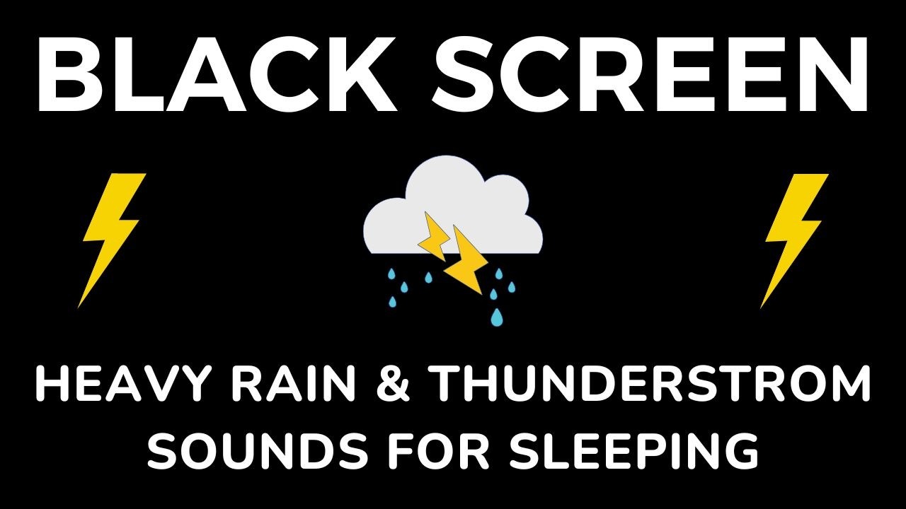 Calming Heavy Rain with Rolling Thunder - Peaceful Rest & Relax | Black Screen