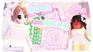 Poor To Rich In 1 Hour Challenge With My Sister... In Adopt Me